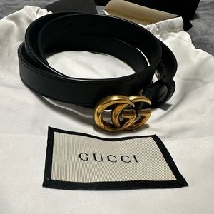 GG Marmont Thin Leather Belt